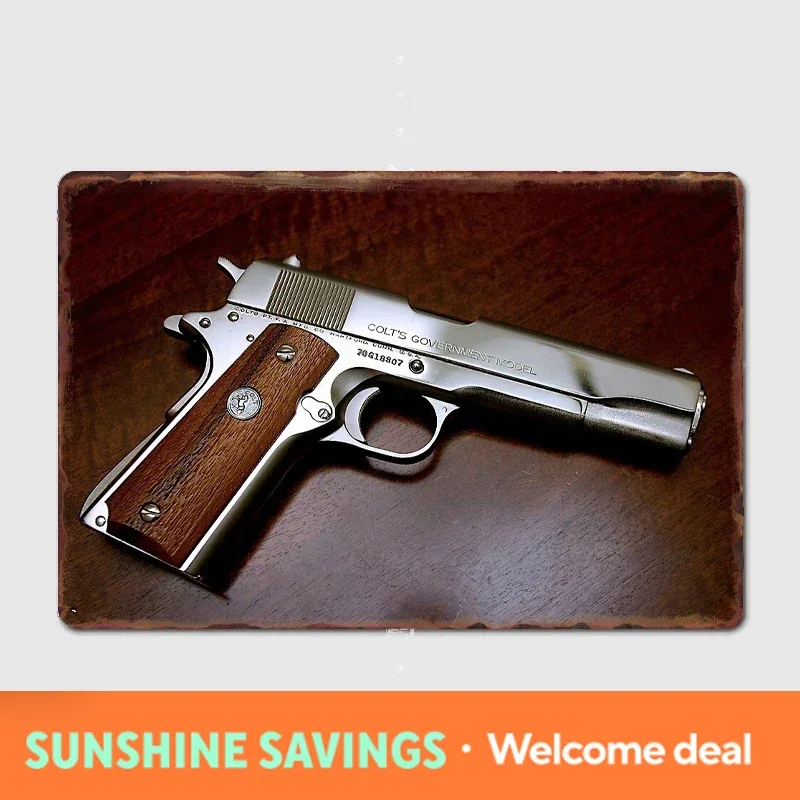 Home Cinema Room Design - Poster Logam Desain Klasik Colt 1911