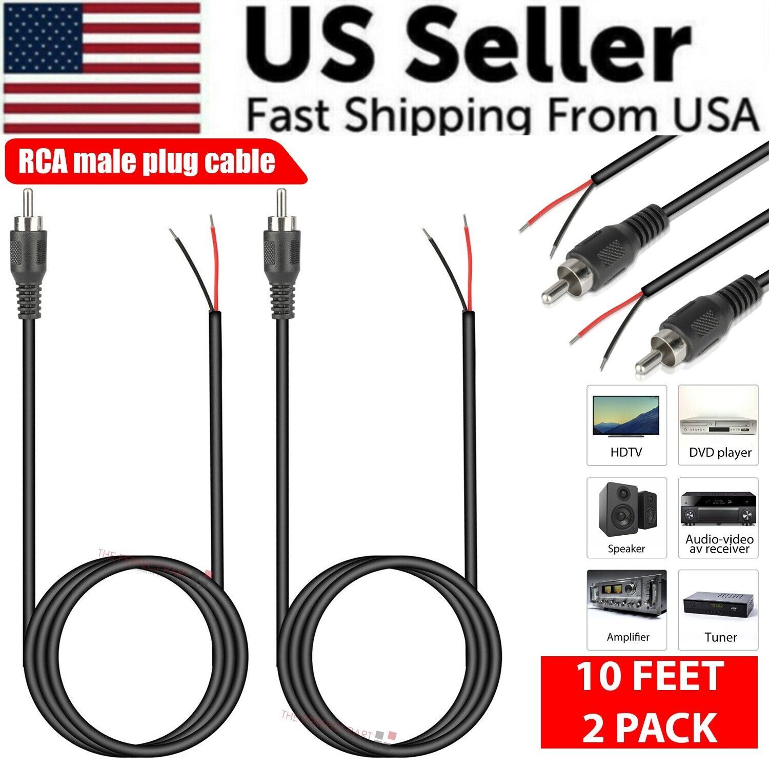 Audio Home Cinema - 2-Pack Kabel Audio Speaker 10ft dengan
