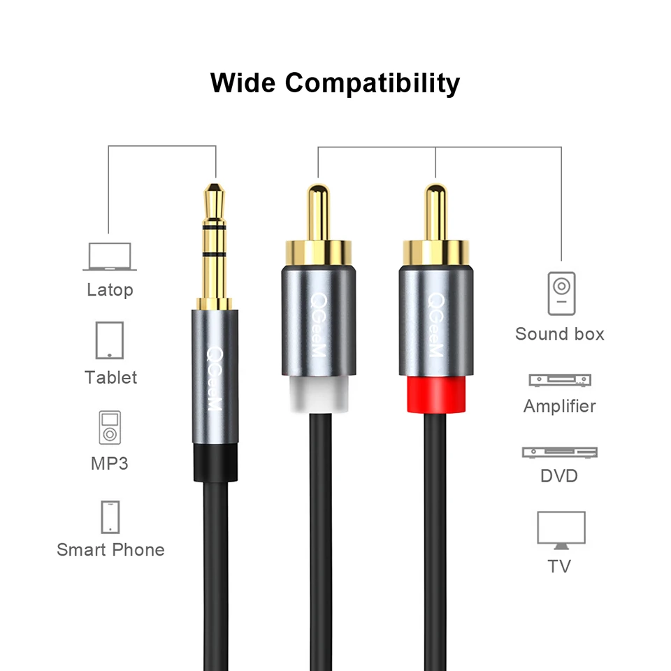 Kabel RCA QGeeM 2RCA ke 3.5mm, - Klipsch Home Cinema ulasan dan harga